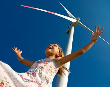 girl wind turbine